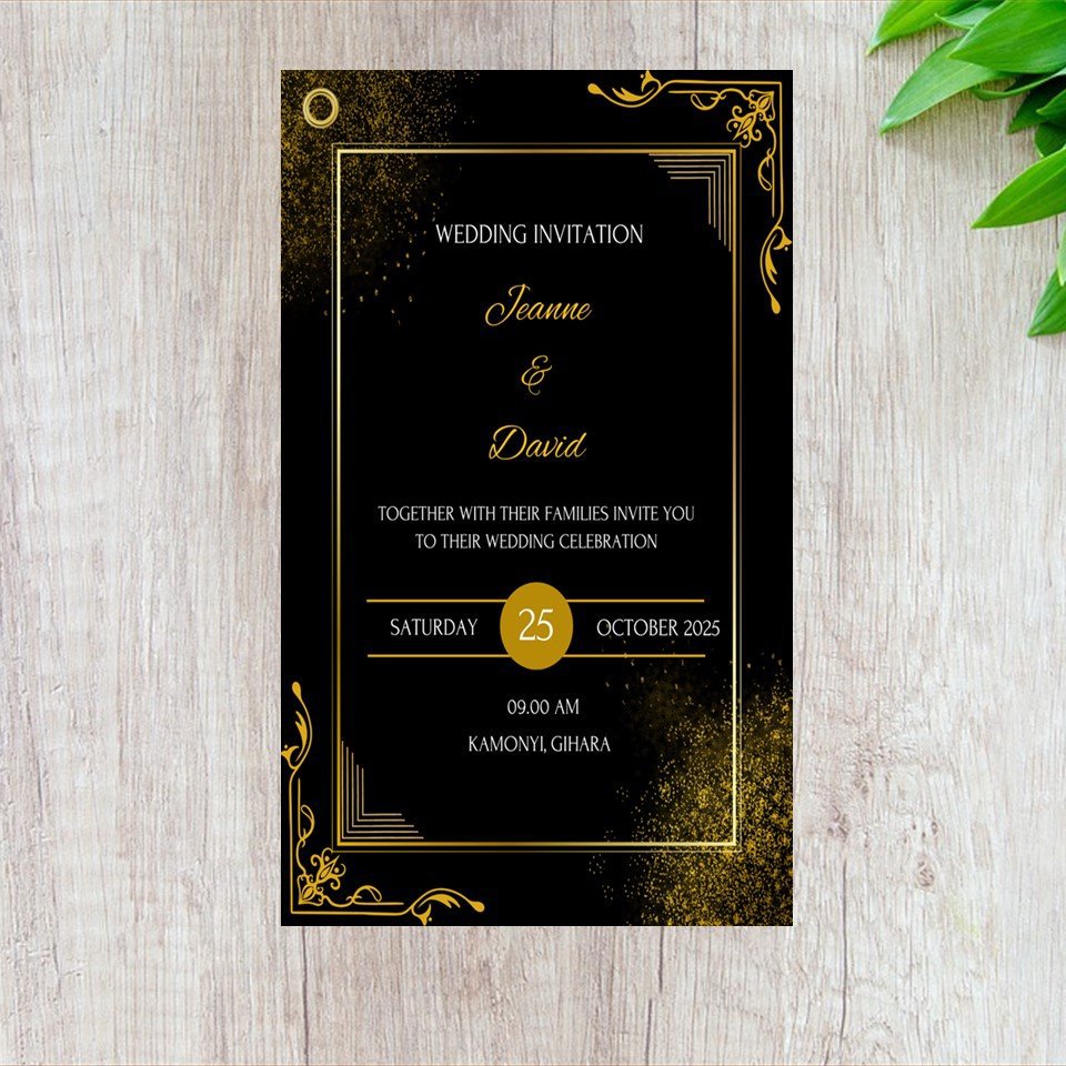 Golden Black Invitation card ipaki ya invitation 100