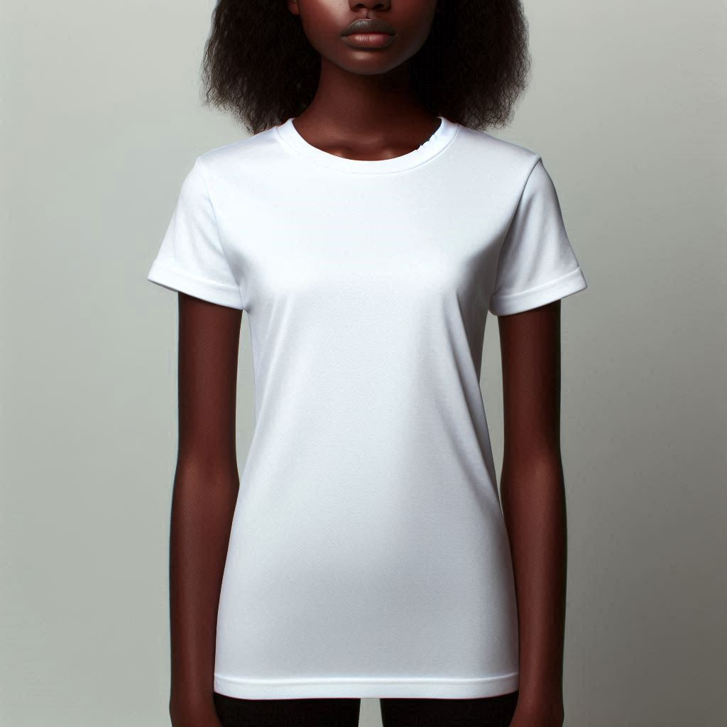 T-shirt coton white girl, woman, umupira wa amaboko magufi umweru
