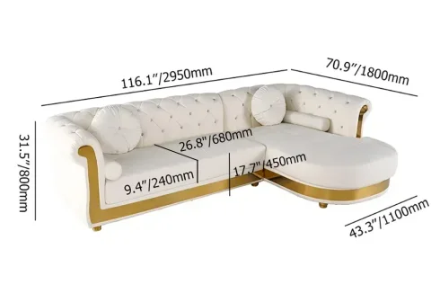Modern White L-Shaped Corner Sectional Sofa – 5-Seater with Chaise & Pillows | Gisozi Furniture 6