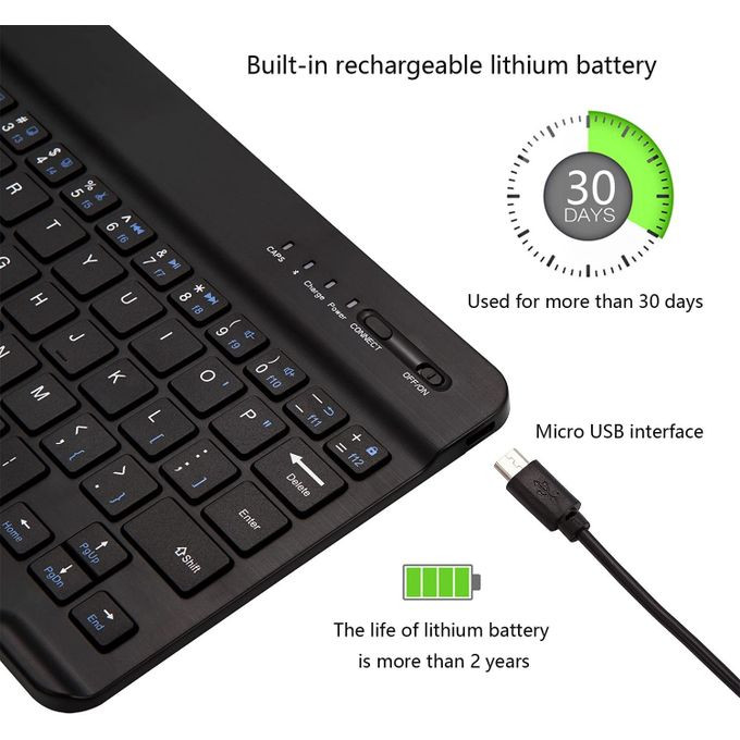 Bluetooth Keyboard Portable Mini Wireless Keyboard Rechargeable For IPad Tablet 7