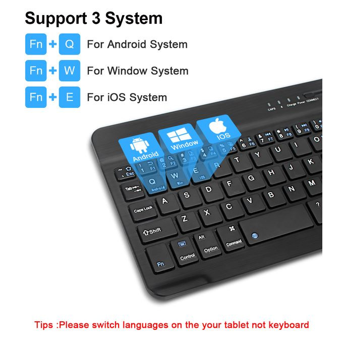 Bluetooth Keyboard Portable Mini Wireless Keyboard Rechargeable For IPad Tablet 4