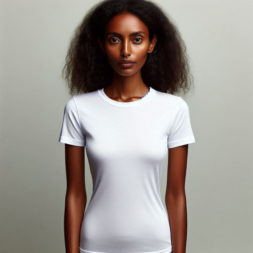 T-shirt coton white girl, woman, umupira wa amaboko magufi umweru
